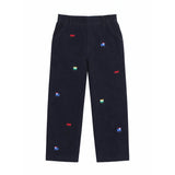 Florence Eiseman Corduroy Fake Fly Pants With Allover Embroidery