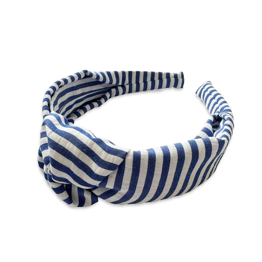 Eva's House Palm Spring Stripes Knot Headband- Navy Blue