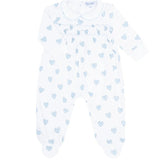 Nellapima Blue Heart Print Smocked Footie