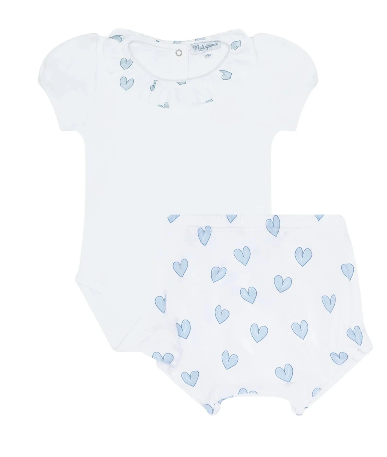 Nellapima Blue Heart Print Onesie Set