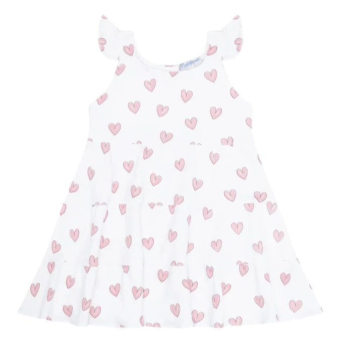 Nellapima Heart Print Ruffle Dress-Pink