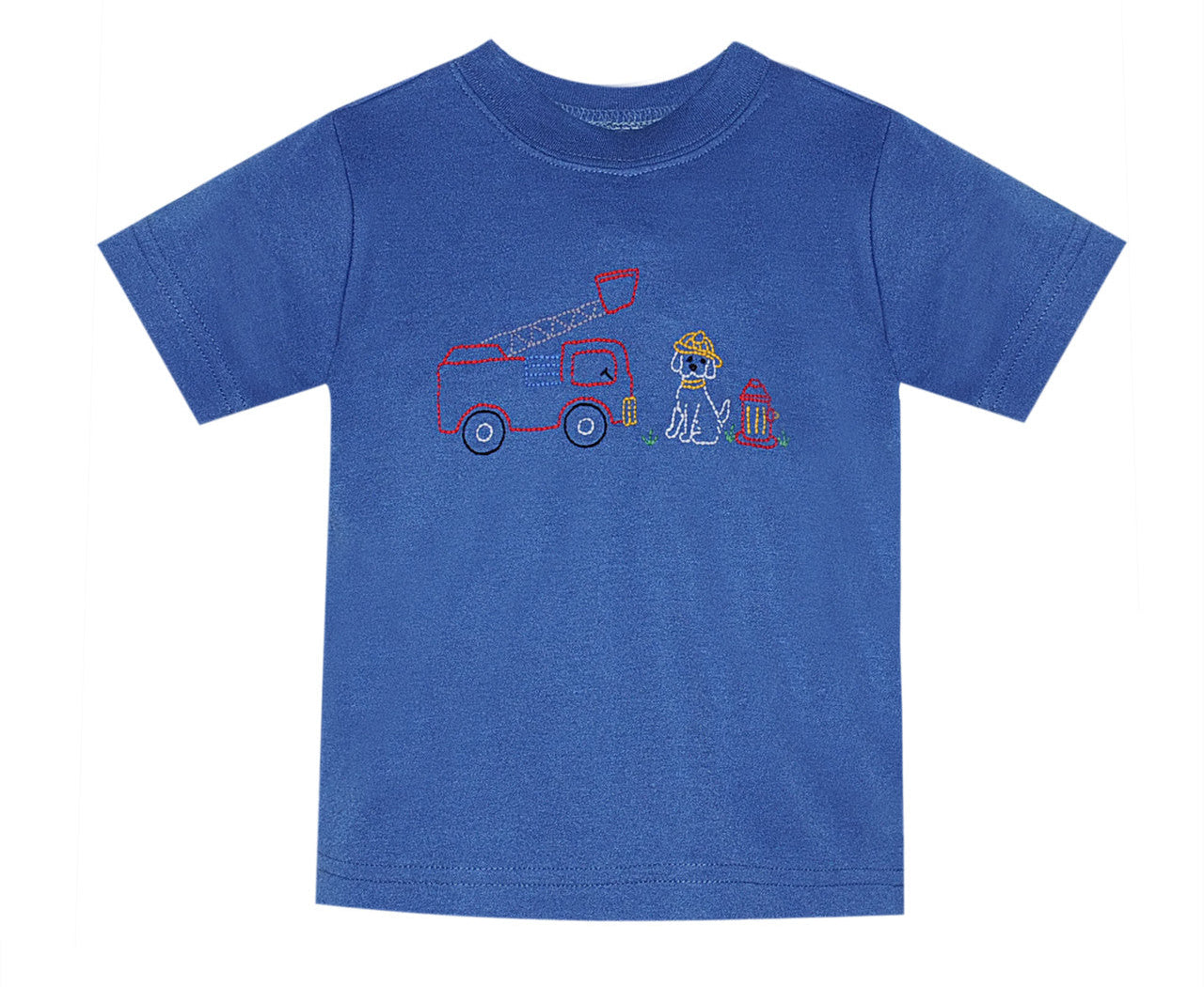 Remember Nguyen Dog With Firetruck Hand Stitched T-Shirt