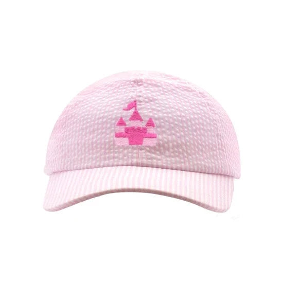 Wee Ones Pink Embroidered Seersucker Ball Cap - Castle