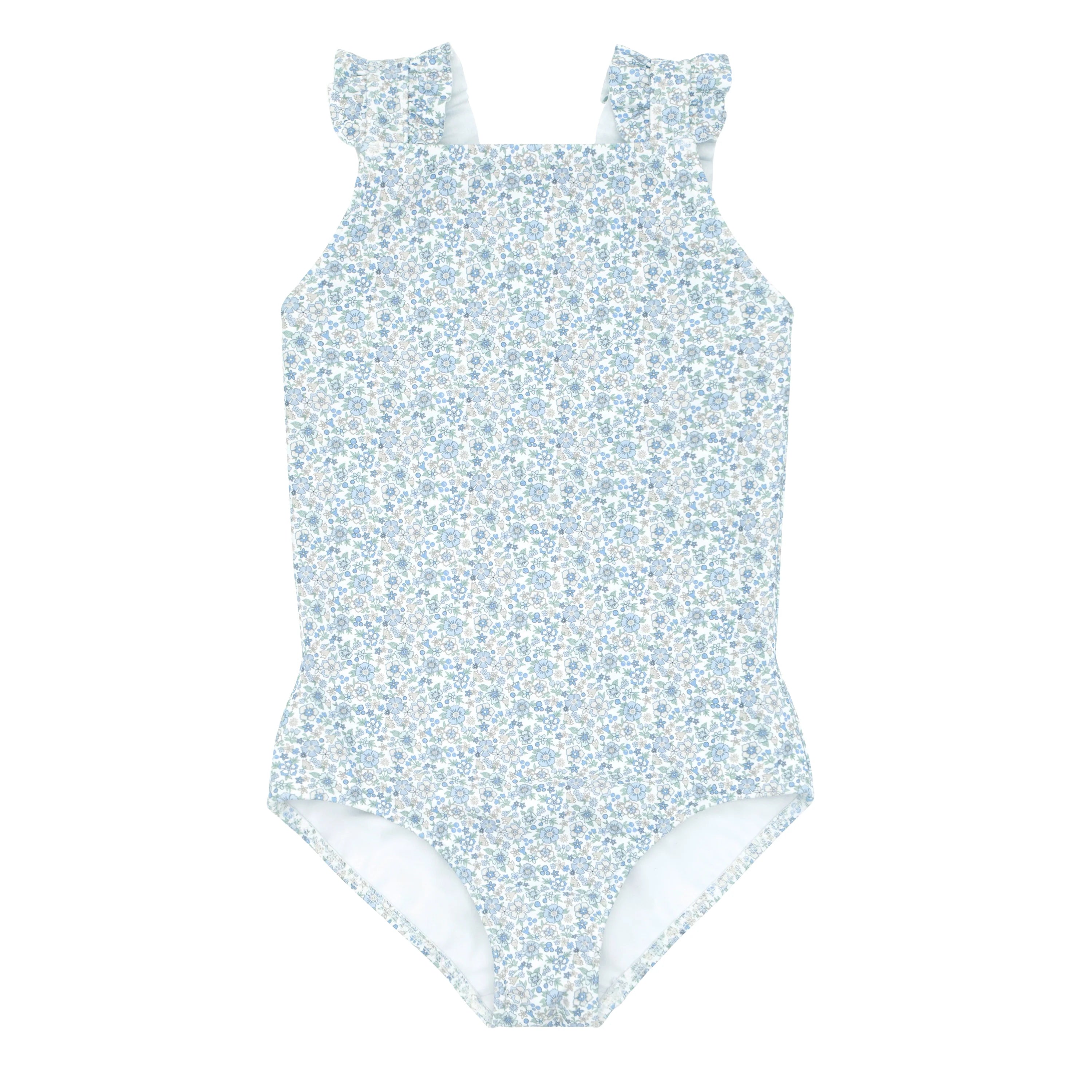 Minnow Slate Floral Ruffle Strap One Piece