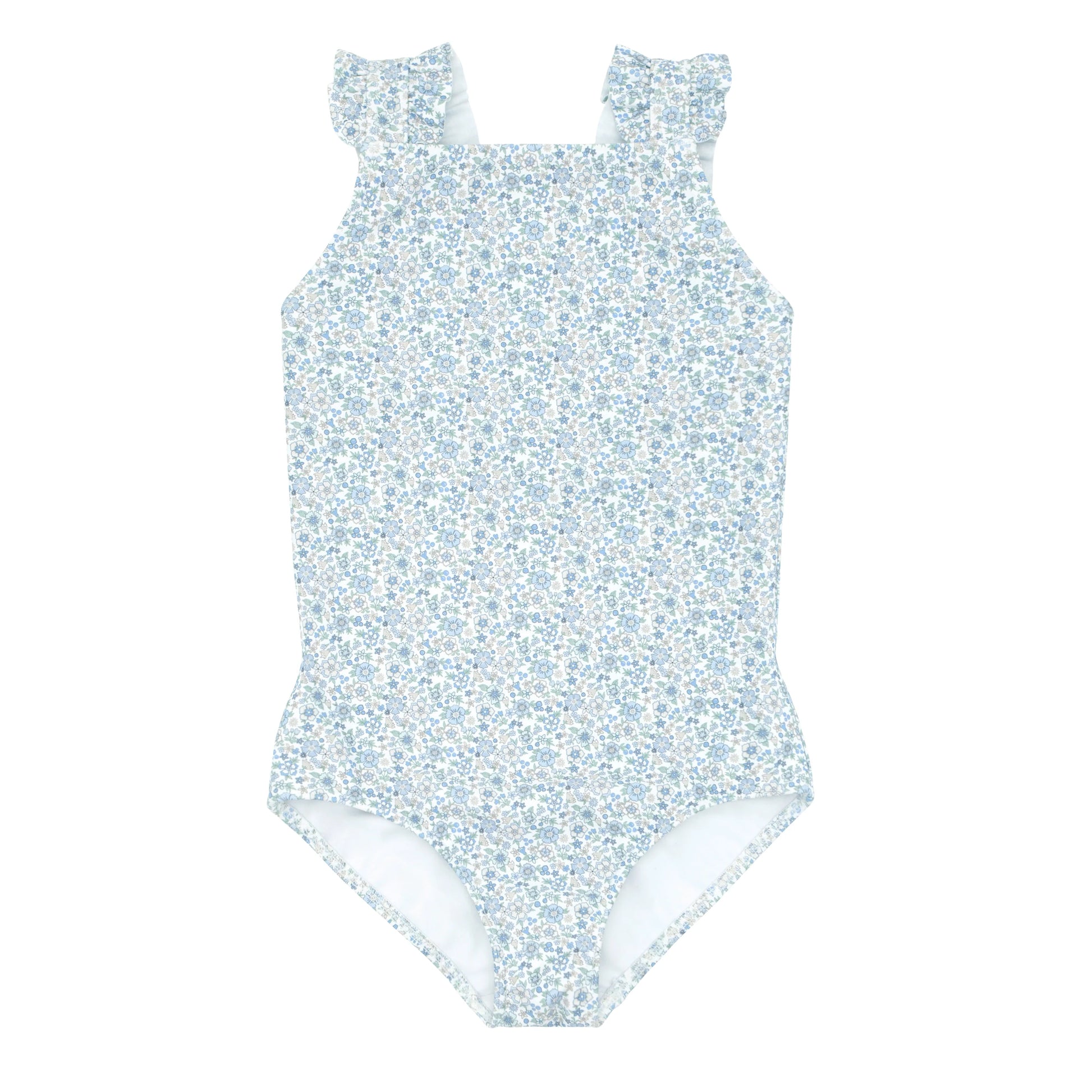 Minnow Slate Floral Ruffle Strap One Piece