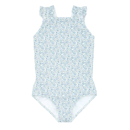 Minnow Slate Floral Ruffle Strap One Piece