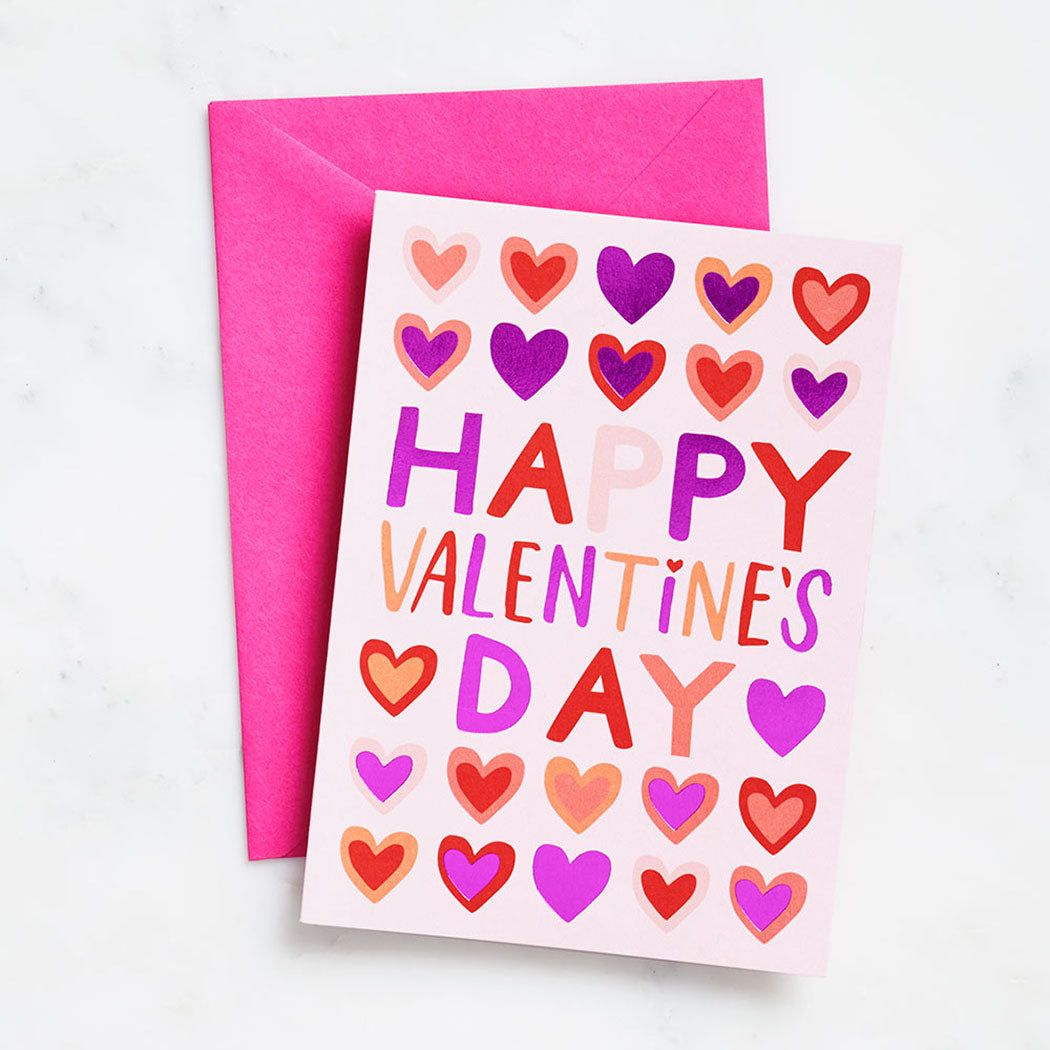 Paper Source Multi Hearts Foil Valentine Card