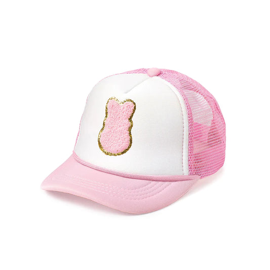 Sweet Wink Girl Bunny Patch Easter Trucker Hat - Pink/White