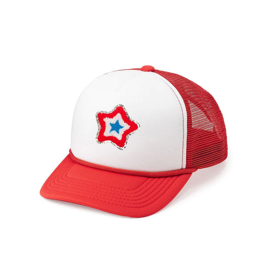Sweet Wink Patriotic Star Trucker Hat - Red/White