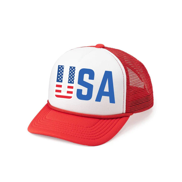 Sweet Wink USA Flag Trucker Hat - Red/White