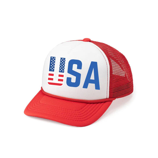 Sweet Wink USA Flag Trucker Hat - Red/White