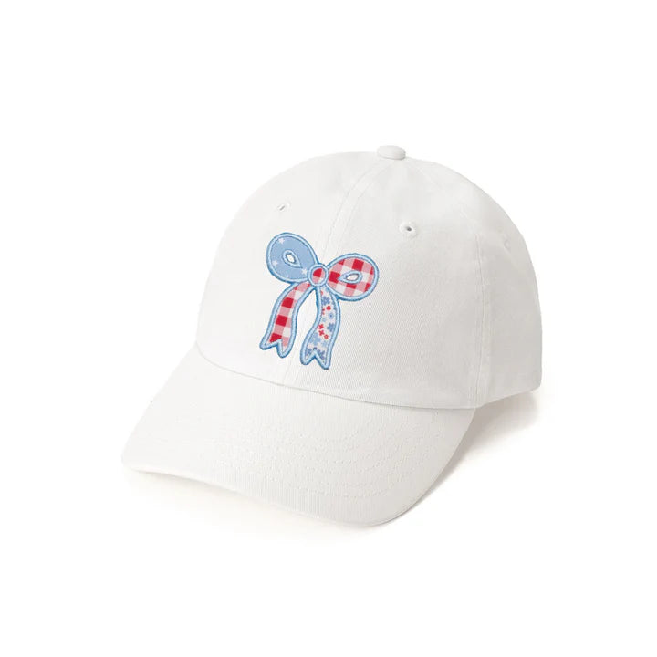 Sweet Wink Patchwork Bow Patch Hat - White