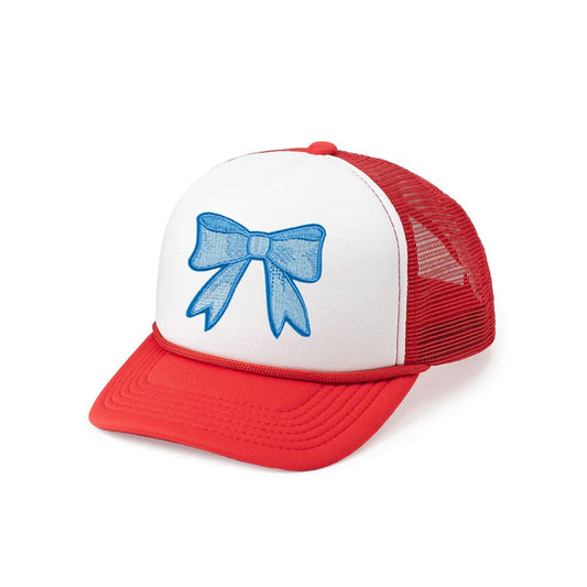 Sweet Wink Patriotic Bow Patch Trucker Hat - Red and White