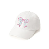 Sweet Wink Sky Blue Floral Bow Patch Hat - White