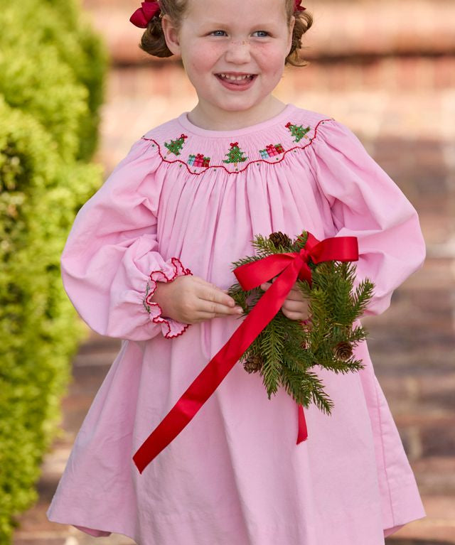 Little English Smocked Bishop Dress- Holly Days