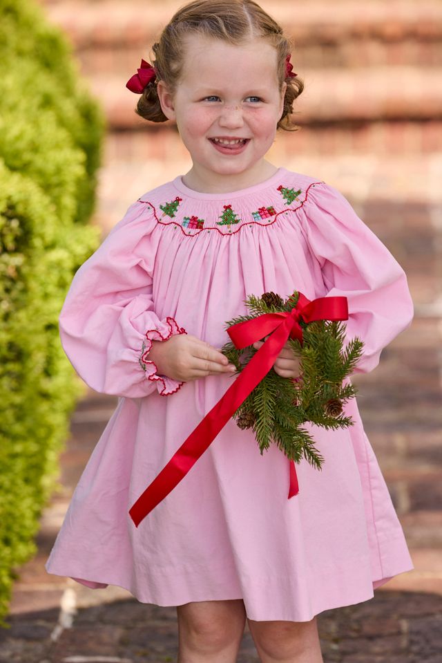 Little English Smocked Bishop Dress- Holly Days
