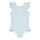 Minnow Slate Floral Ruffle Sleeve One Piece Rash Guard