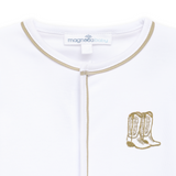 Magnolia Baby Darling Cowboy Boots Footie- Ivory