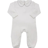 Southern Proper White Piping Collared Romper