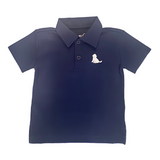 Navy Polo With White Puppy