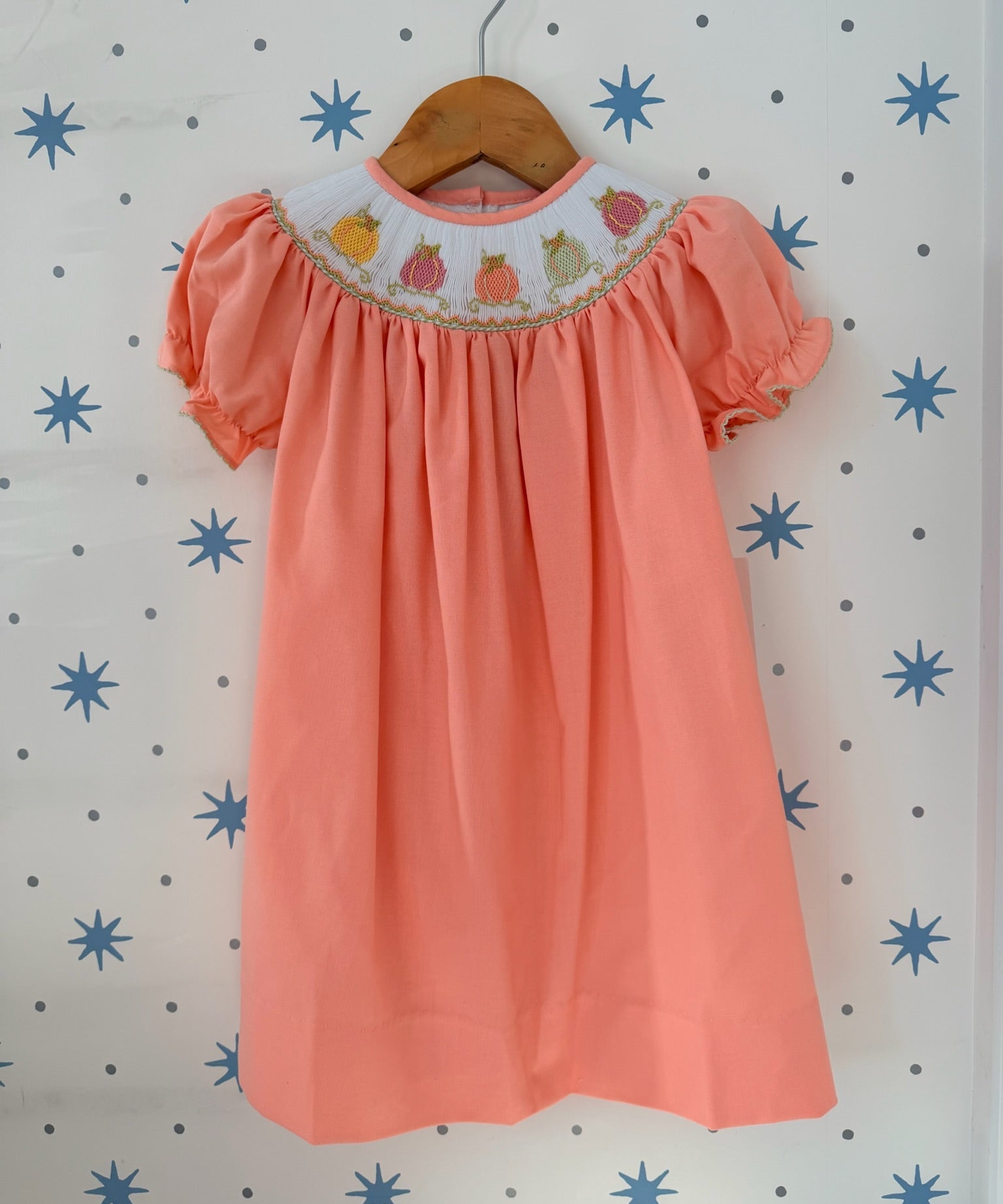 Pumpkin Smocked Bishop Dress, 6