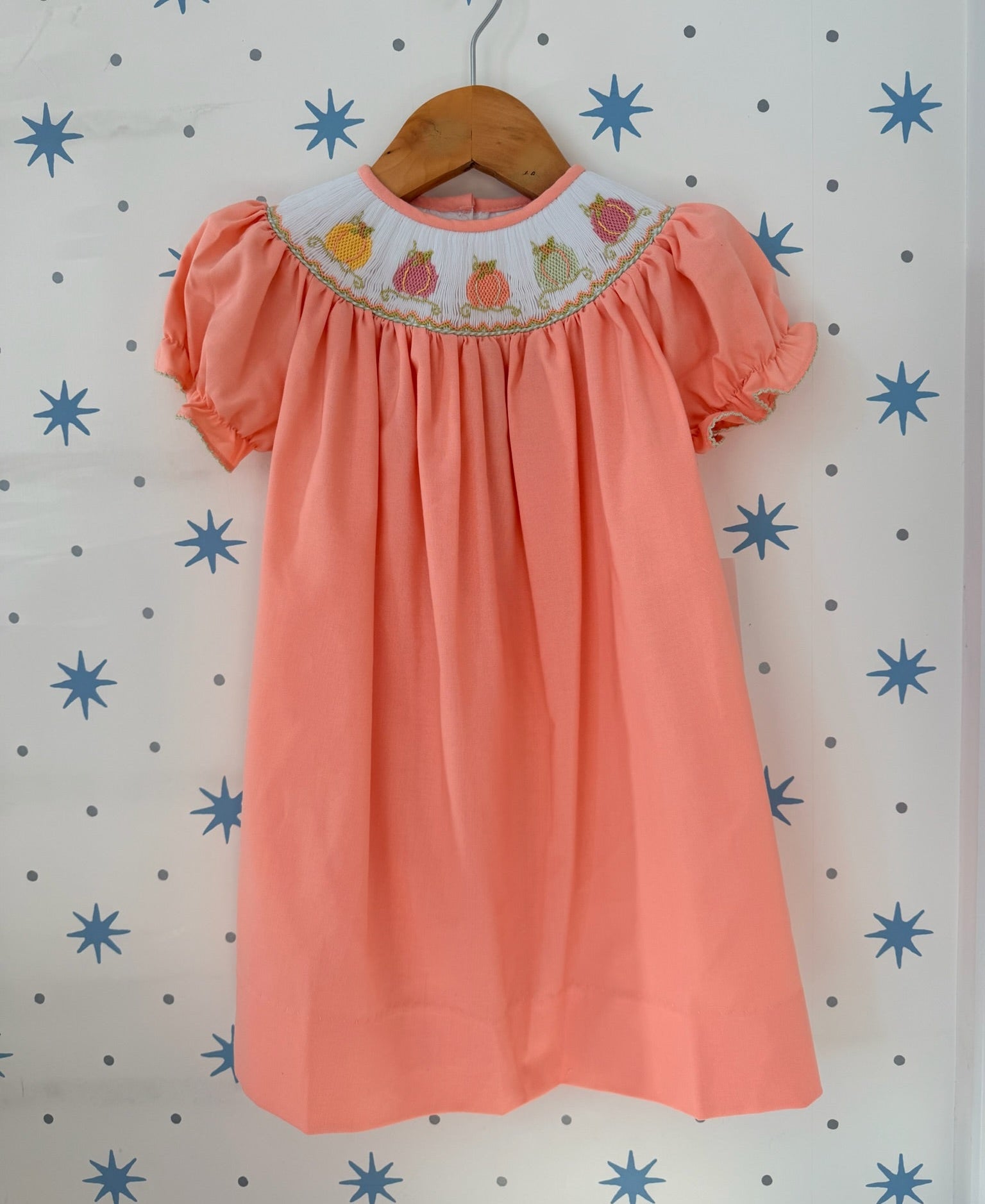 Pumpkin Smocked Bishop Dress