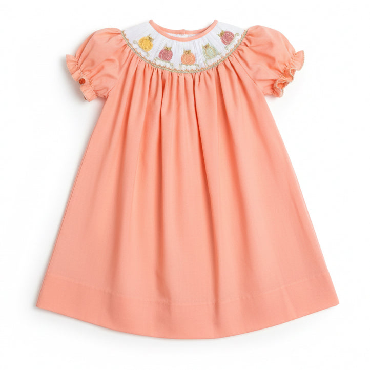 Pumpkin Smocked Bishop Dress