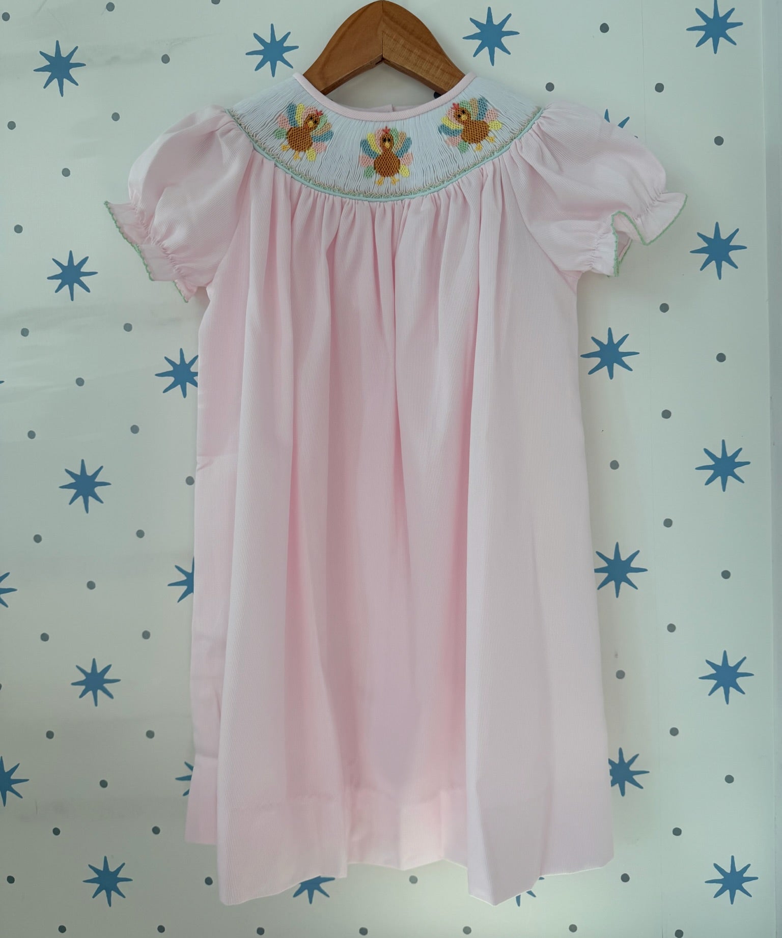 Lulu Bebe Turkeys Smocked Bishop Dress