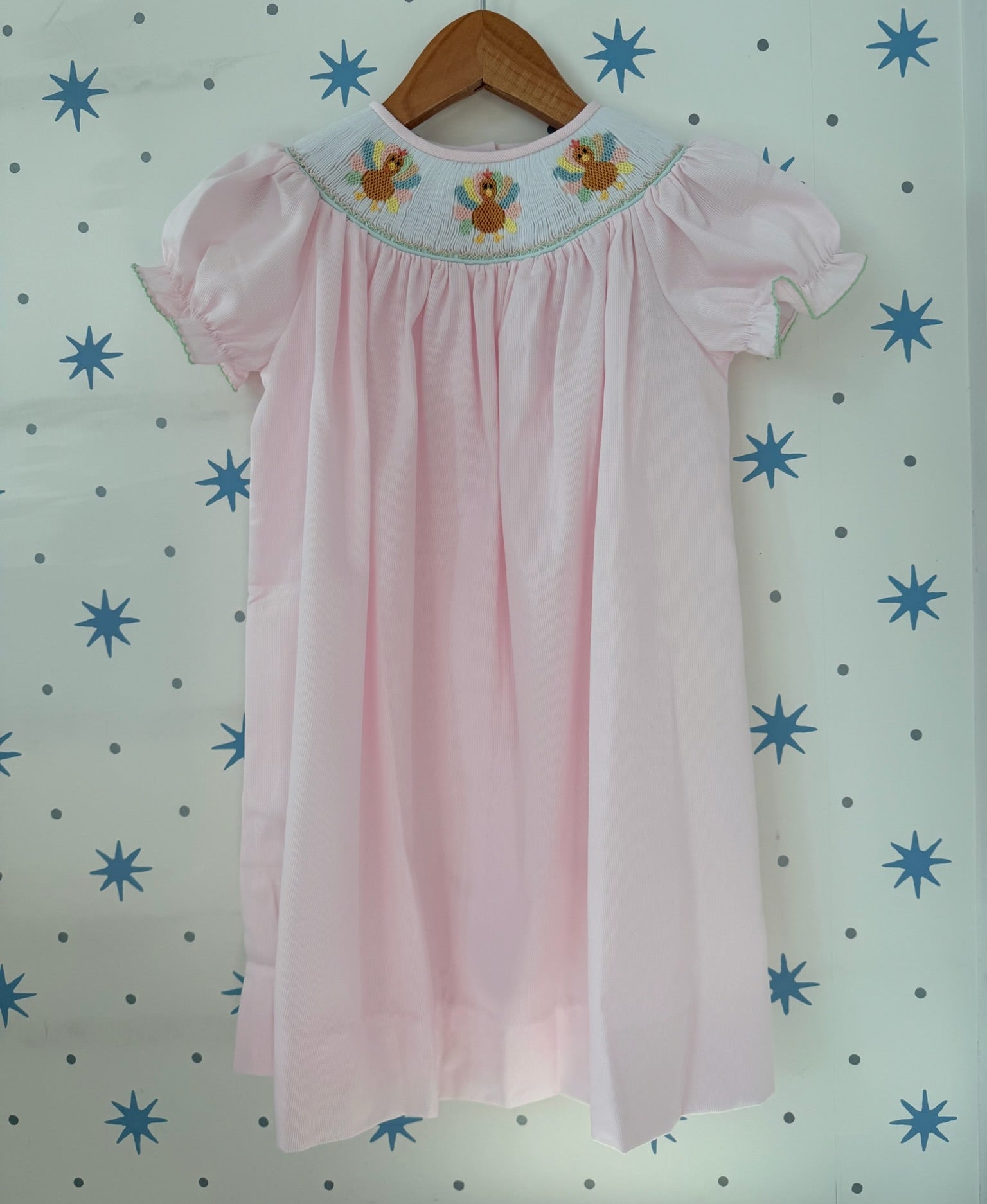 Lulu Bebe Turkeys Smocked Bishop Dress