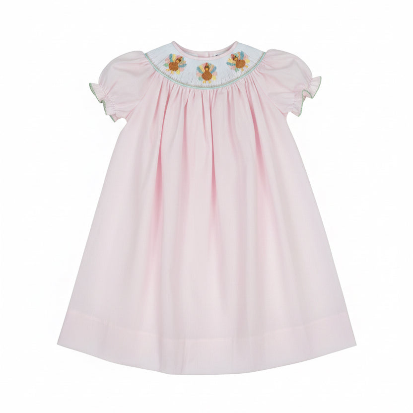 Lulu Bebe Turkeys Smocked Bishop Dress