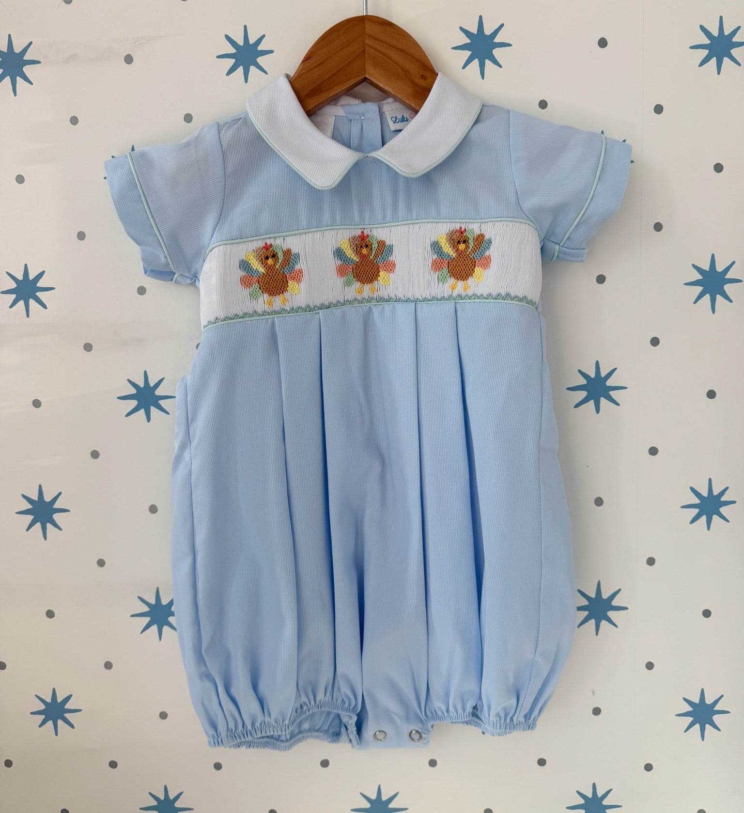 Lulu Bebe Turkeys Blake Smocked Bubble