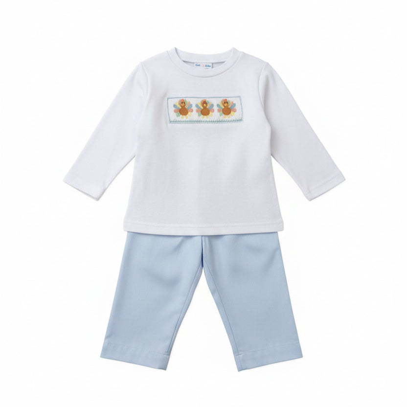 Lulu Bebe Turkeys Smocked Pant Set