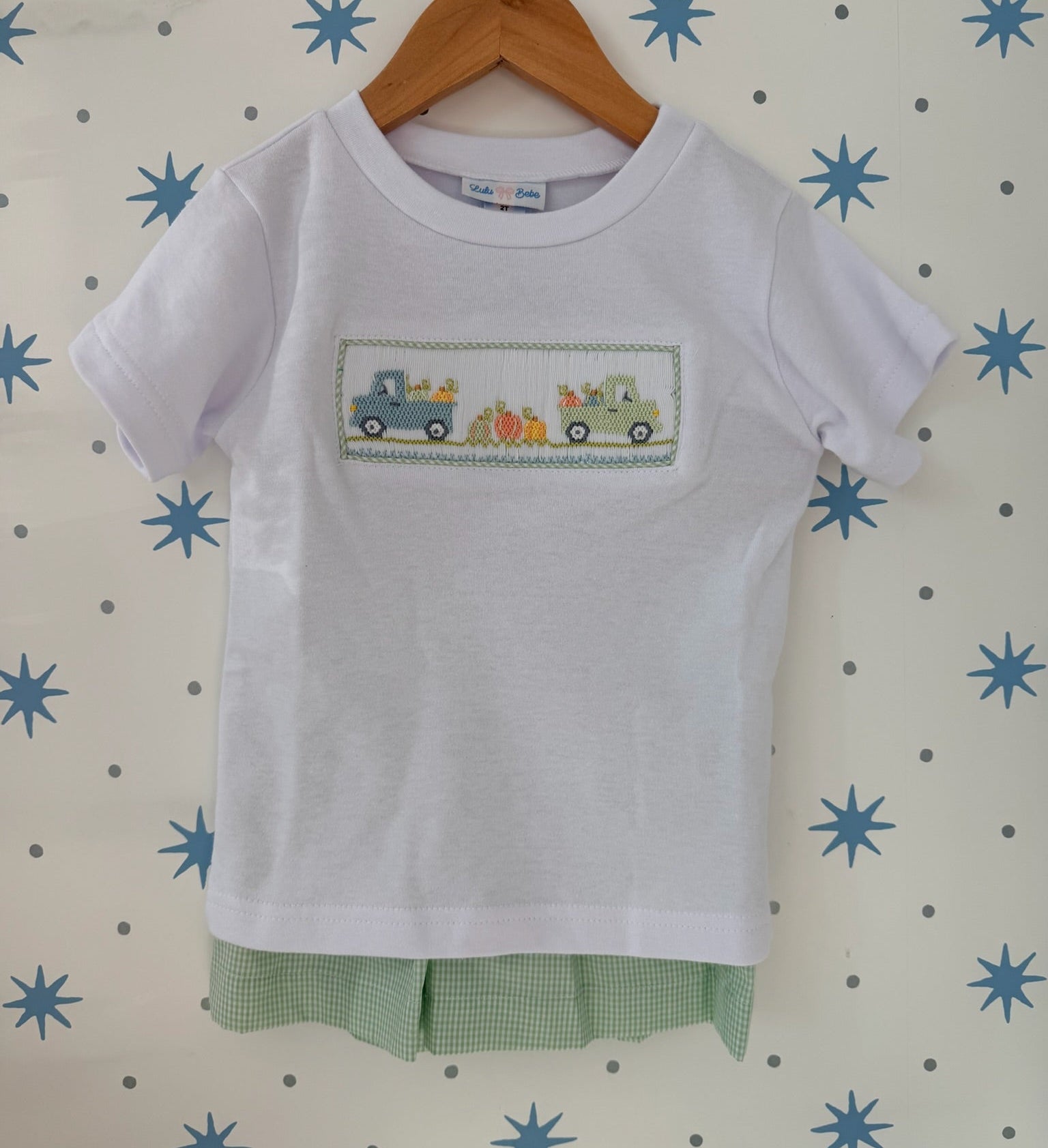 Lulu Bebe Pumpkin Smocked Short Set