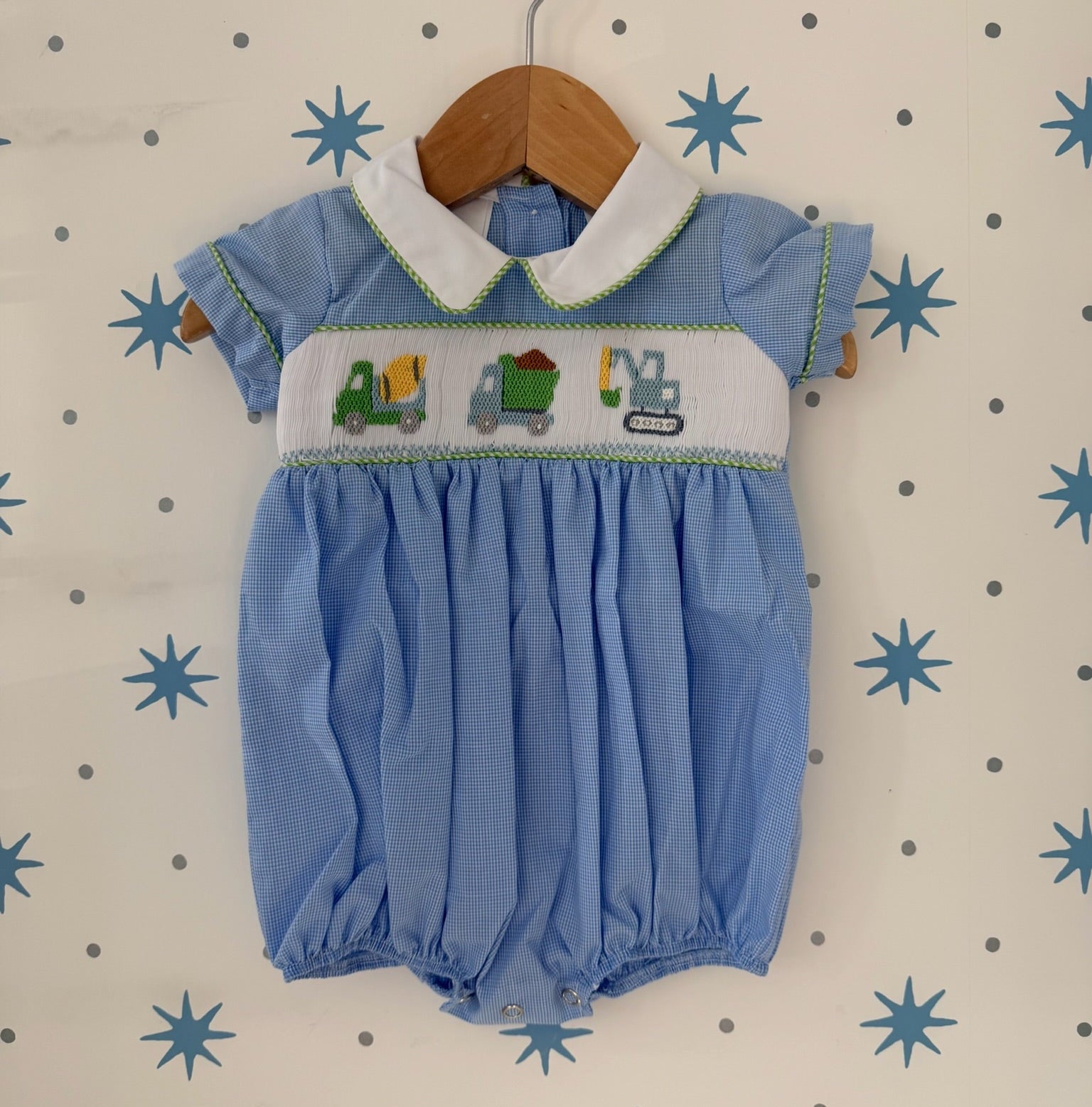 Lulu Bebe Trucks Smocked Bubble
