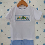 Lulu Bebe Trucks Smocked Short Set