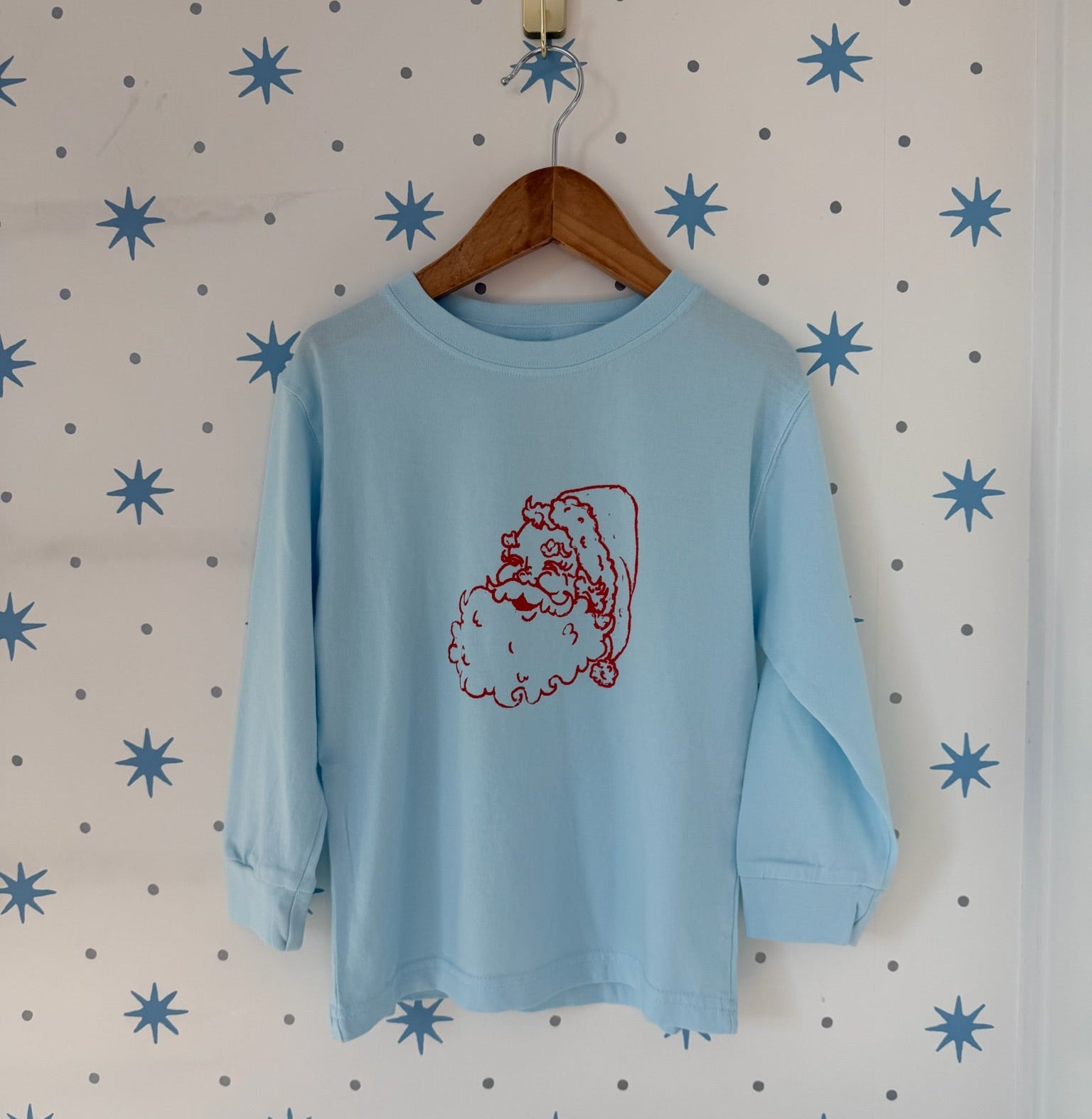 Light Blue Santa Long Sleeve T-Shirt