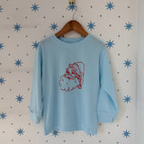 Light Blue Santa Long Sleeve T-Shirt