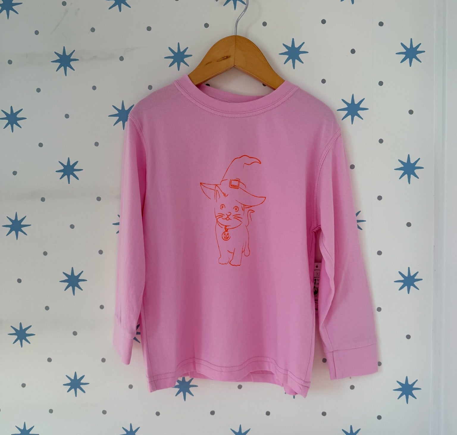 Pink Halloween Cat Long Sleeve T-Shirt