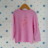 Pink Halloween Cat Long Sleeve T-Shirt