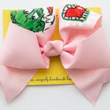 Baby Pink Grinch Heart Large Bow