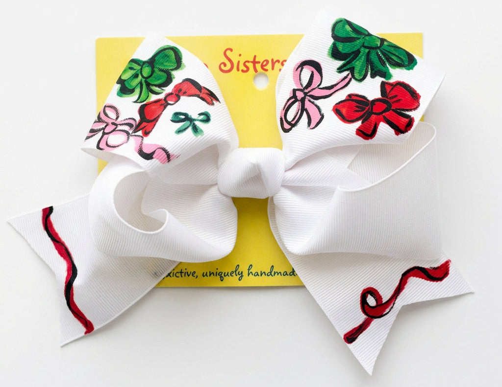 White Christmas Bows Large Bow