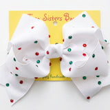 Red and Green Multi Crystal Large Bow