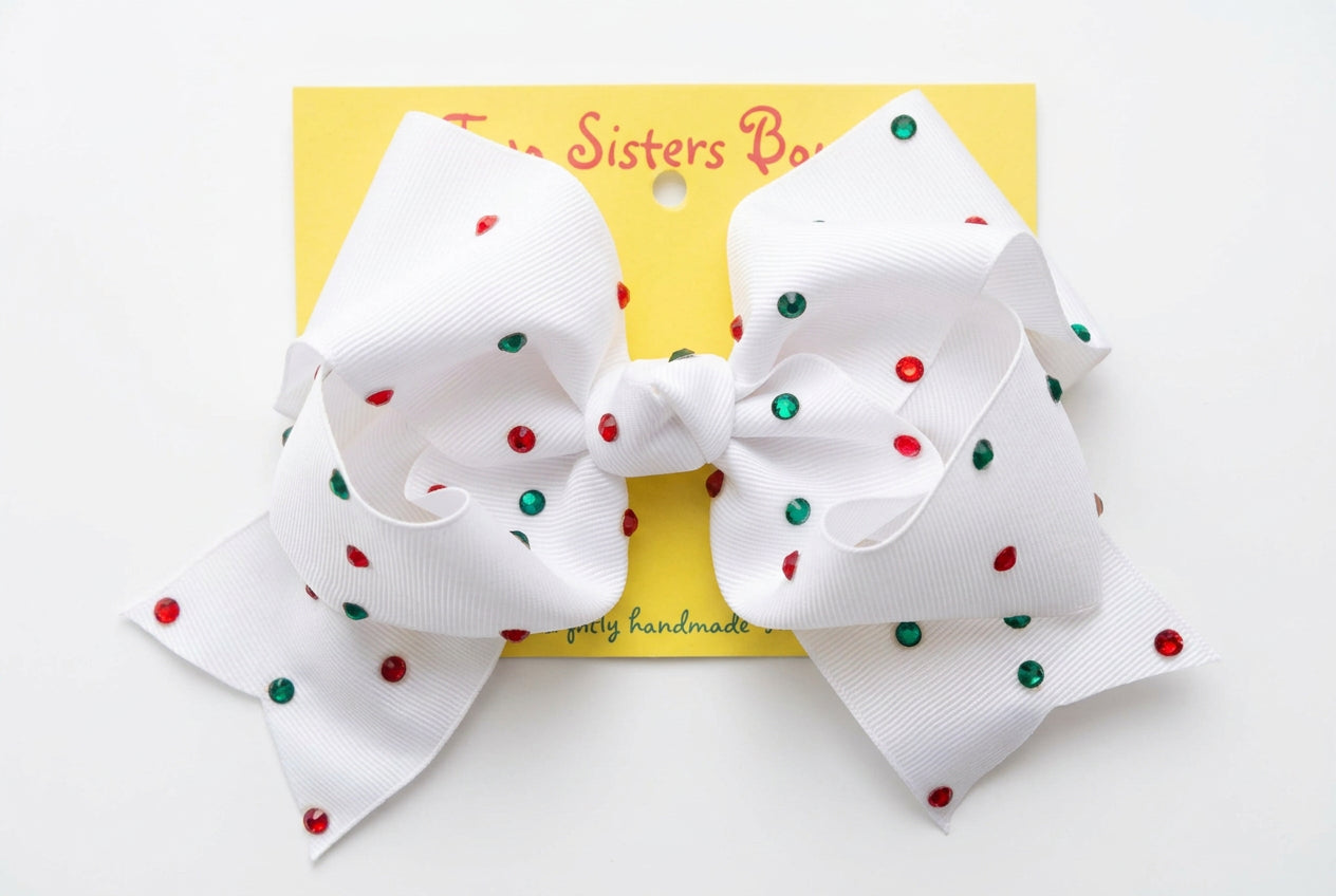 Red and Green Multi Crystal Large Bow
