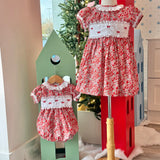 Red Floral Bow Dress