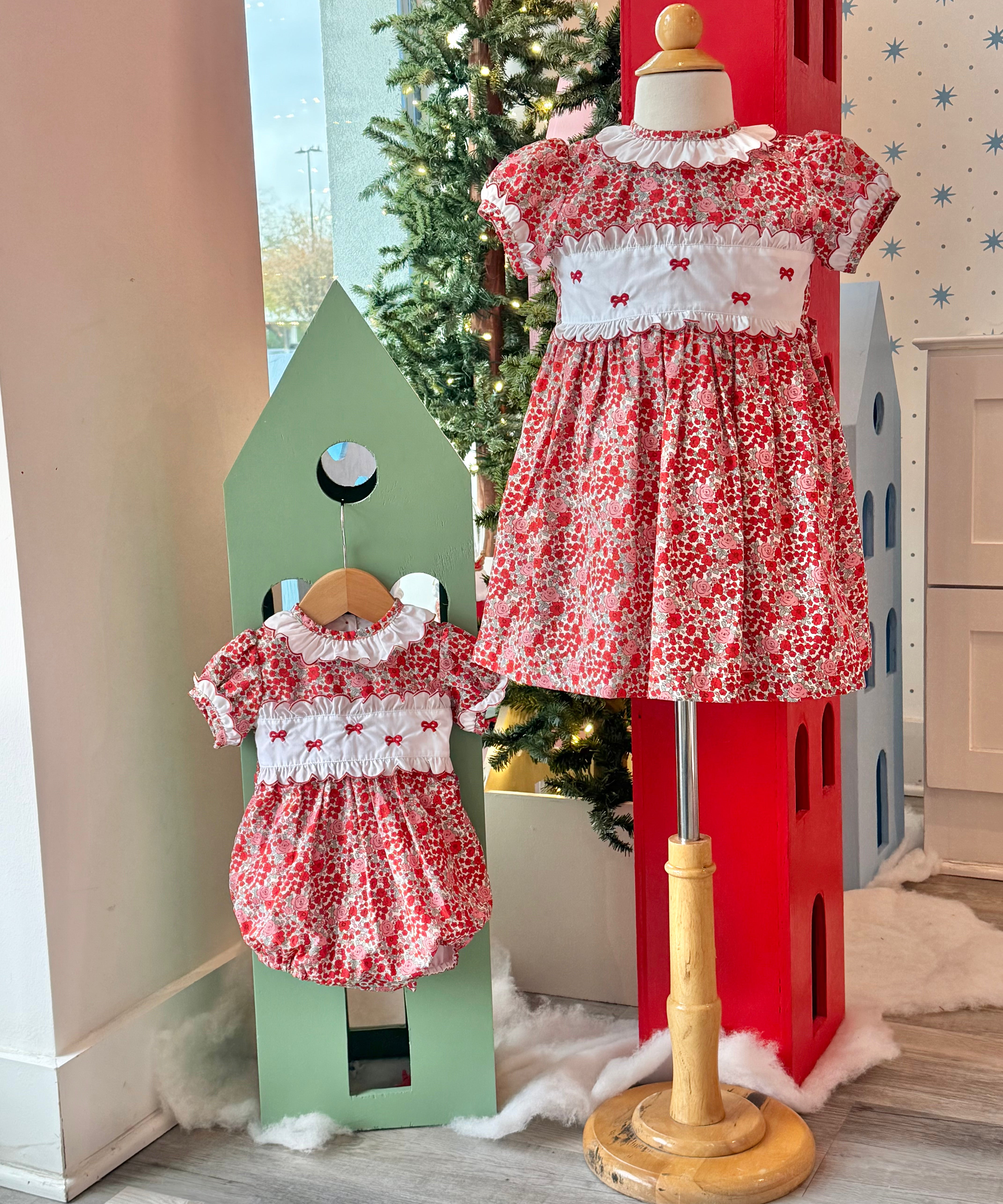 Red Floral Bow Dress