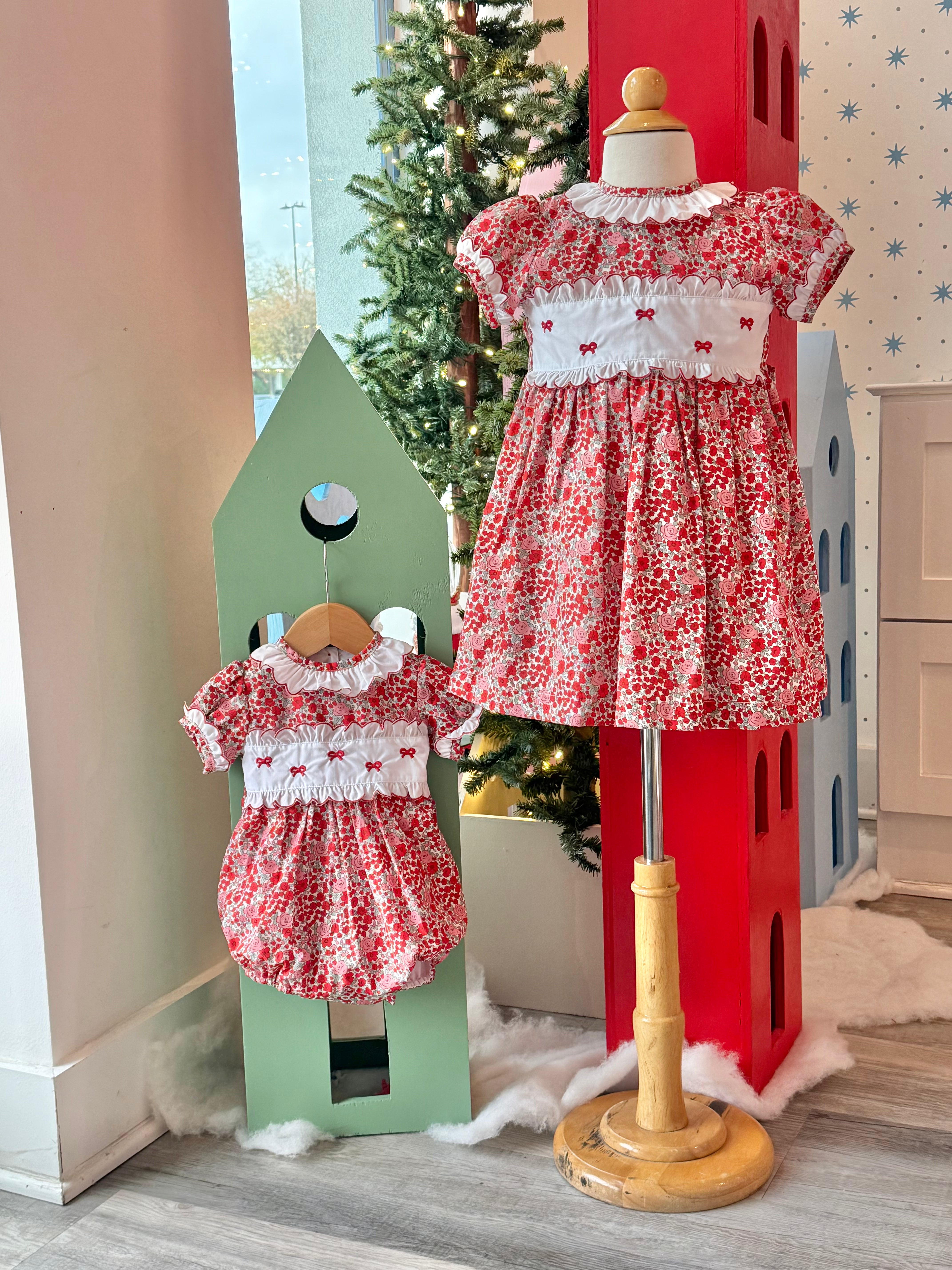 Red Floral Bow Dress