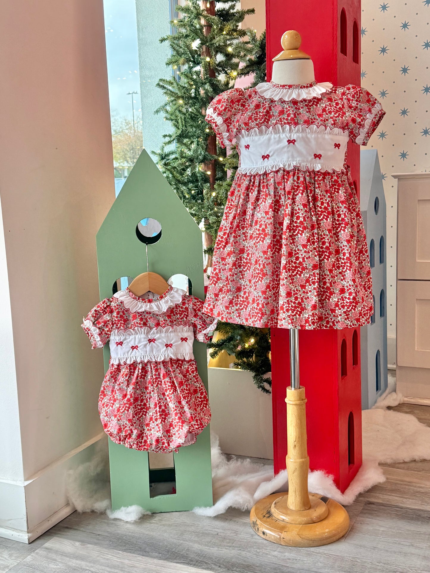 Red Floral Bow Dress