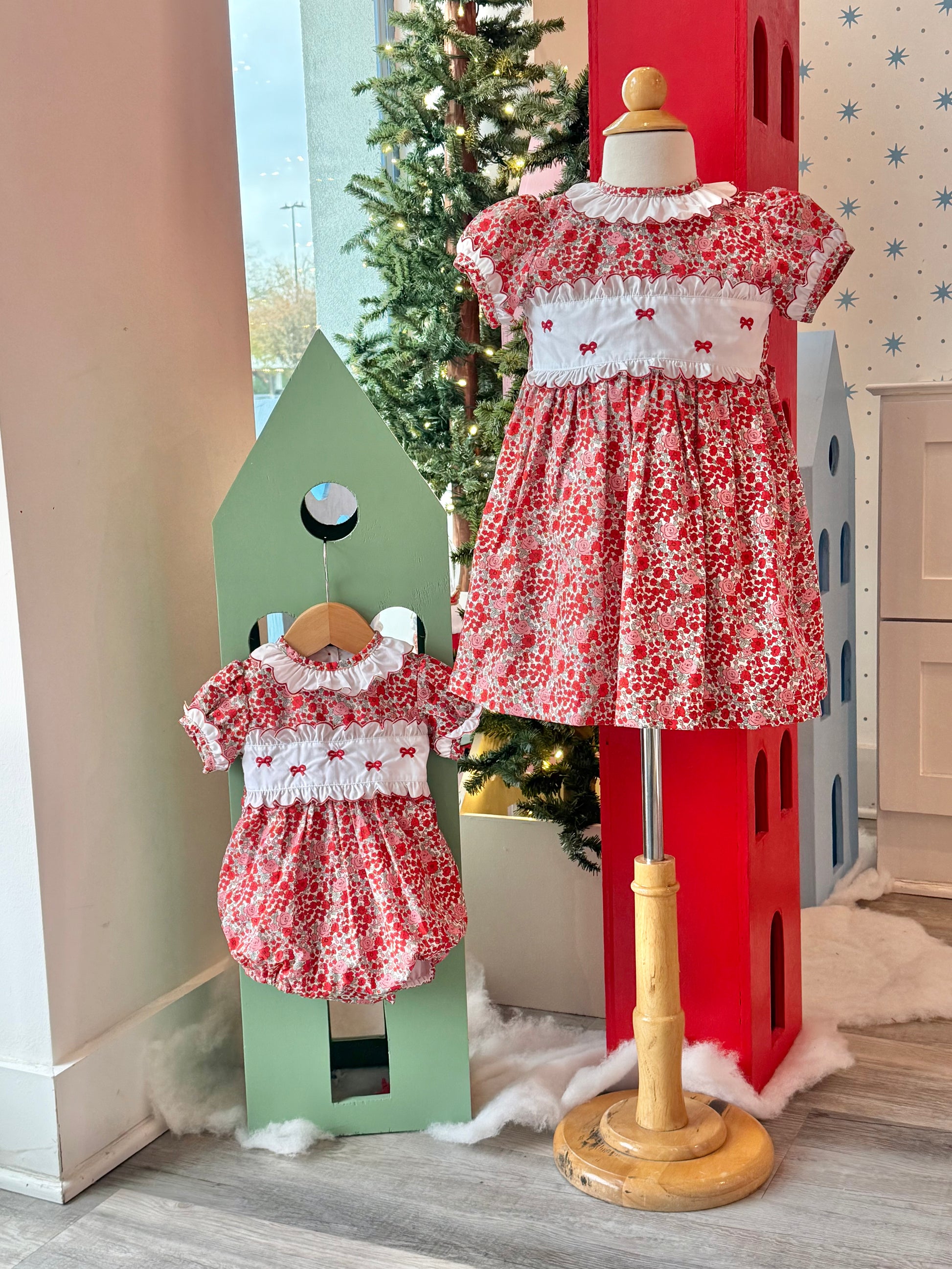 Red Floral Bow Romper