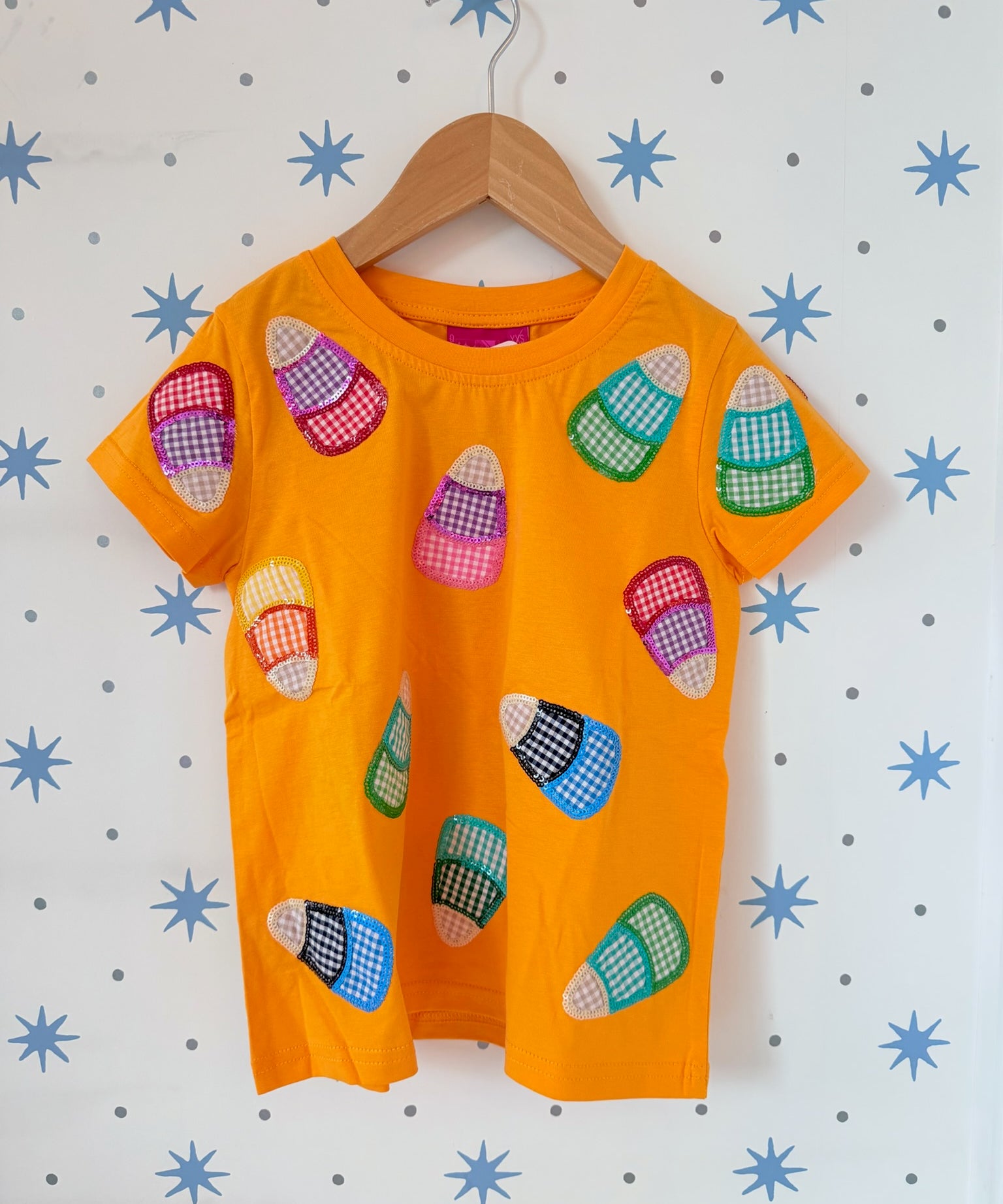 Light Orange Gingham Candy Corn Tee - Kid's