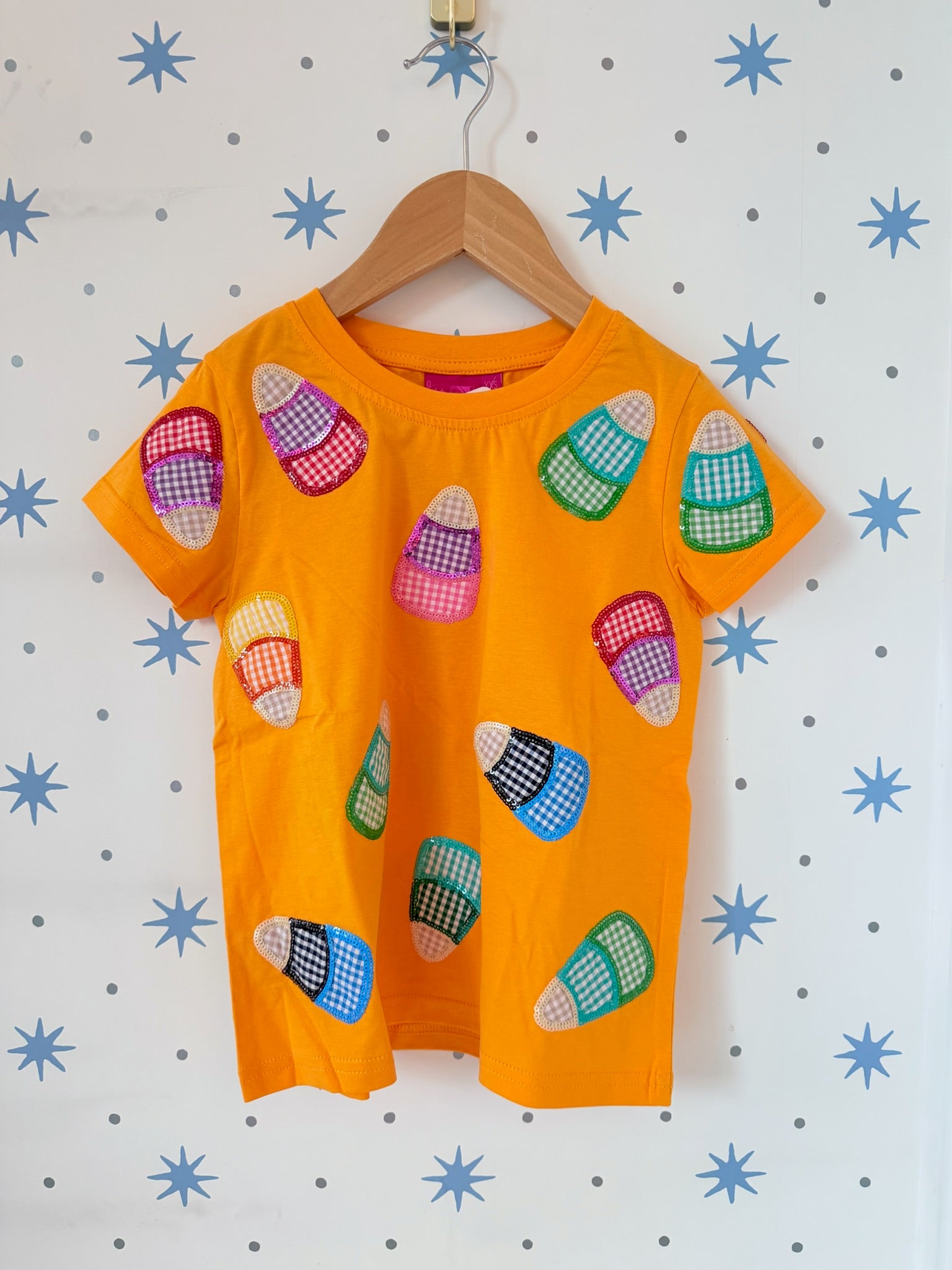 Light Orange Gingham Candy Corn Tee - Kid's